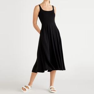 Quince Tencel Jersey Fit & Flare Dress, Black, Small